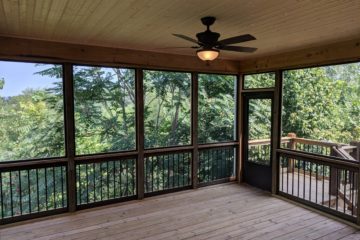 screen in porch overseeing trees